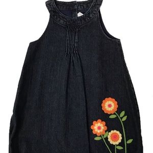 Girls Denim Floral Dress